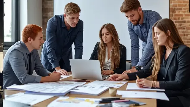 Group of business creative designer team meeting and discuss for planning project in office